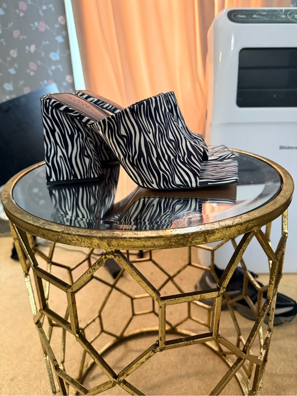 ASOS Zebra Print Black and White Platform Mules